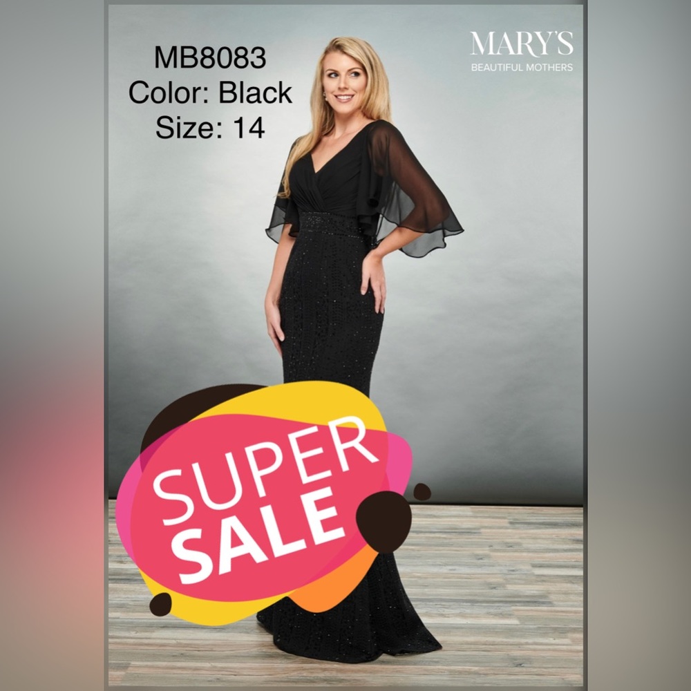 Mary’s Bridal Mother of the Bride dress Color: BLACK size 14